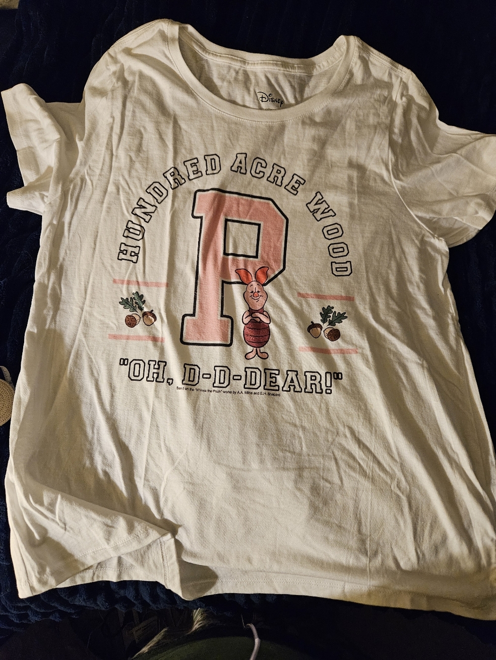 Disney White Tee with Pink Piglet 'Hundred Acre Wood' Graphic
